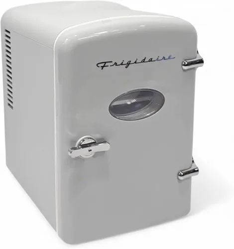 Vista 4 de Frigidaire Mini refrigerador personal retro EFMIS229-Moonbeam, de 6 latas/4L, incluye cable para el hogar y 12 V, capacidad de 4 litros para enfriar