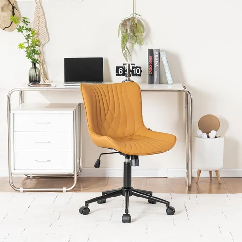 Vista 14 de YOUNIKE Silla de oficina, silla de escritorio sin brazos con ruedas, sillas giratorias ajustables para computadora de oficina en casa, silla