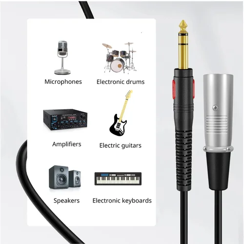 Vista 5 de TNP - Cable XLR macho a TRS de 1/4 de pulgada (3 pies), equilibrado de 0.250 in de pulgada a XLR macho de interconexión estéreo de audio chapado