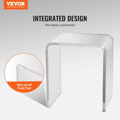 Vista 7 de VEVOR Juego de 2 mesas auxiliares de acrílico, mesa auxiliar en forma de U, mesa auxiliar de acrílico transparente con bordes de cascada