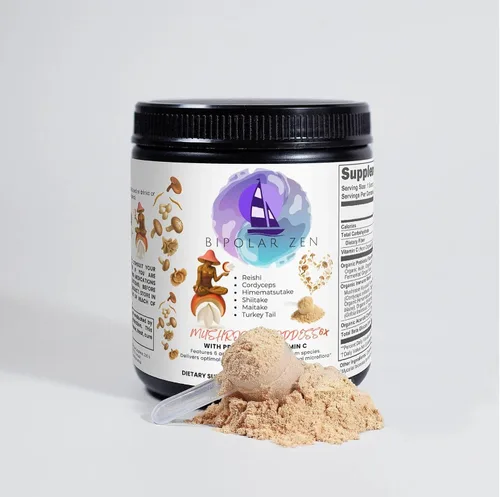 Vista 2 de Mushroom Goddess 6X Mezcla de hongos fermentados Seis hongos orgánicos + prebióticos + vitamina C Absorción mejorada 7.41 oz