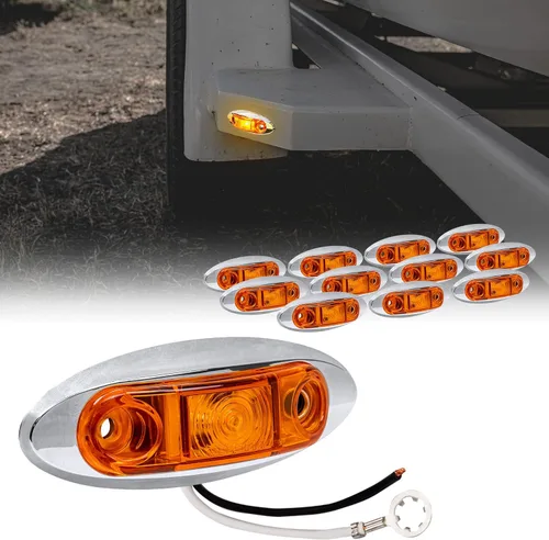 Vista 20 de TRUE MODS Luz de marcador LED de 2.5" ámbar para remolque con bisel cromado [DOT FMVSS 108] [SAE P2] [montaje superficial] [impermeable IP67] Luces