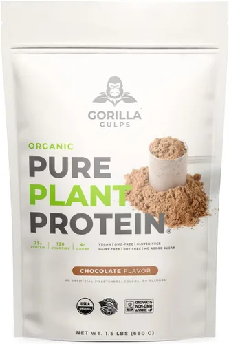 Proteína vegetal en polvo 100% orgánica pura | Certificado USDA | Proteína orgánica en polvo | Vegano | Sin OMG | Sin azúcar, soja, lácteos y gluten