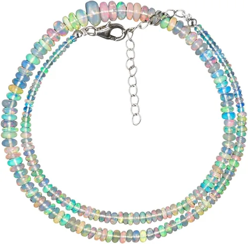 Vista 7 de OdrillionGems Gargantilla de piedras preciosas 100% naturales, cuentas lisas, plata de ley 925, cristales curativos, hecho a mano, ajustable