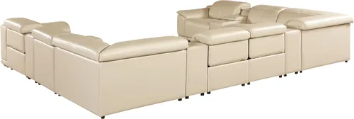 Vista 438 de BlackJack Furniture Venice - Sofá modular de cuero italiano de grano superior de 5 piezas con 3 reclinables eléctricos, reposacabezas ajustable