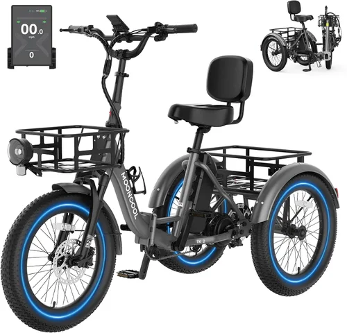 Vista 14 de MOONCOOL Electric Tricycle for Adults, 500W/750W 20" Fat Tire Folding Trike Berry Aura