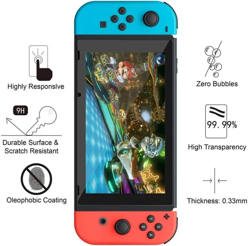 Vista 6 de Daydayup Funda para Switch y protector de pantalla de vidrio templado compatible con Nintendo Switch - Funda de transporte de viaje de lujo rígida