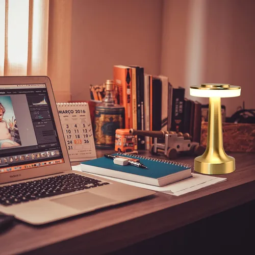 Vista 7 de Lámpara de mesa recargable inalámbrica, control táctil, 3 temperaturas de color atenuables, lámpara de escritorio LED portátil alimentada por USB-C