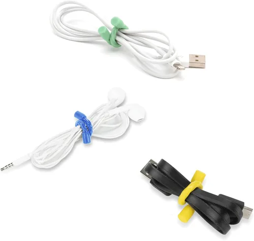 Vista 6 de Gesipor 20 bridas de silicona para cables, reutilizables, de goma, flexibles, con núcleo de acero, para agrupar y sostener, ataduras multiusos