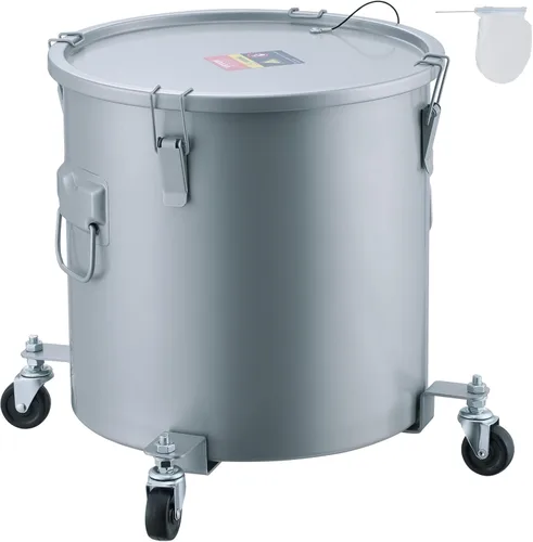 VEVOR Cubo de grasa para freidora, Olla de filtro de aceite de acero al carbono recubierta con base giratoria, carrito de eliminación de aceite con