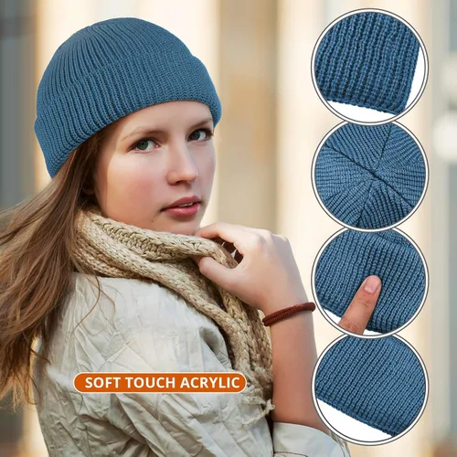 Vista 2 de SATINIOR Gorro de pescador con borde enrollable, gorro de pescador para mujeres y hombres