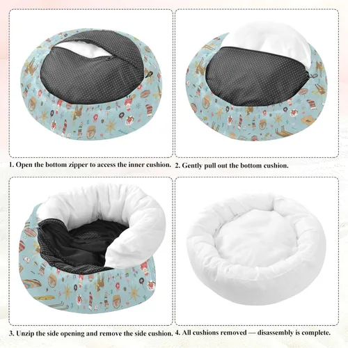 Vista 7 de Wudan Pet Cat Beds Relieve Stress Fluffy Puppy Beds for Small Size Pets Supplies XS Christmas Decor