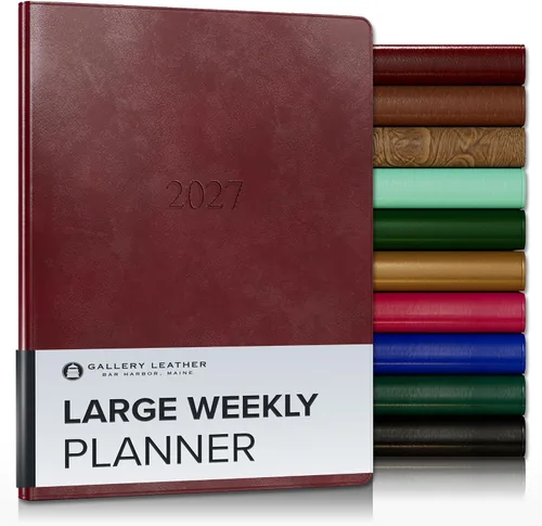 Vista 109 de Gallery Leather Agenda semanal grande 2026-2027 Acadia Hydrangea Hortensia Acadia