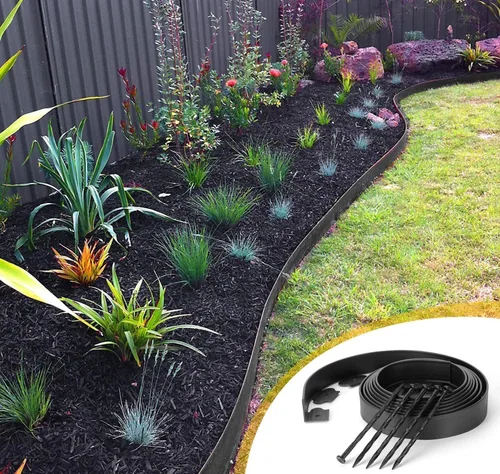 Vista 2 de Paquete de 50 estacas de anclaje de plástico de 8 pulgadas fabricadas en Estados Unidos, picos de anclaje en espiral para bordes de pavimentación