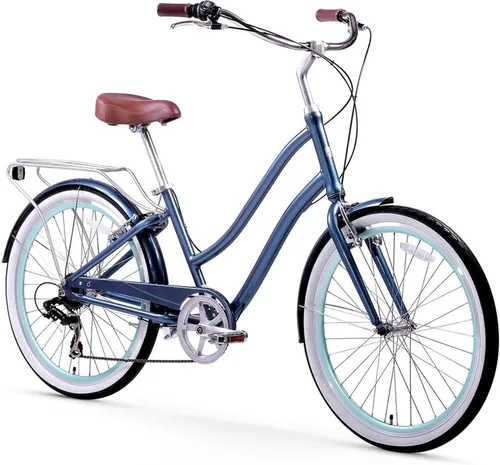 Vista 10 de sixthreezero EVRYjourney Bicicleta Cruiser de Playa para Mujeres, Bicicleta Híbrida de Turismo con Cuadro de Paso Bajo