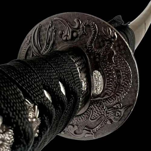 Vista 3 de Katana japonesa última espada samurái, espada Zoro, hoja falsa de acero al carbono, Katana Ninja viene con soporte de exhibición de madera, el mejor
