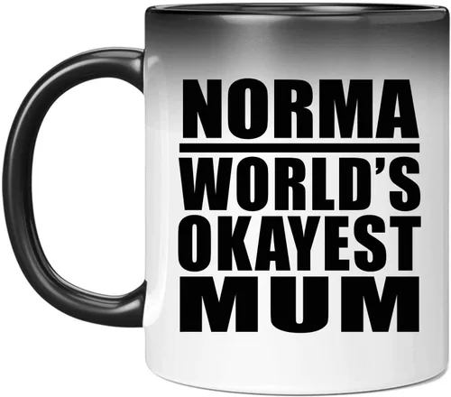 Designsify Gifts, Norma World's Okayest Mum, 11oz Color Changing Mug Ceramic Heat Sensitive Magic Tea-Cup - for Birthday Anniversary Christmas