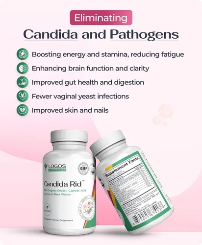Vista 4 de Candida Rid Suplemento herbario con extracto de orégano y probióticos, 60 cápsulas