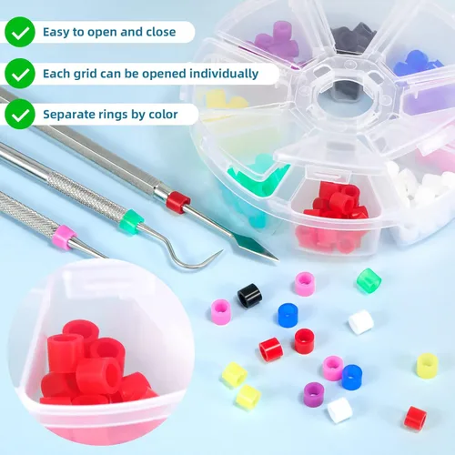 Vista 5 de Annhua Anillos de código de color para instrumentos dentales, anillos de código de color dental de silicona elástica para identificación