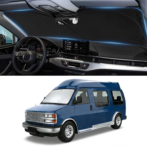 Vista 98 de Parasol plegable para parabrisas, protector reflectante para ventana frontal 210T, bloquea los rayos ultravioleta, accesorios para automóvil, XXL