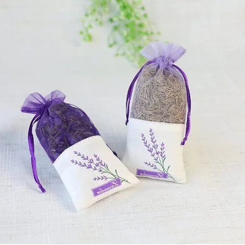 Vista 4 de Sachet - Bolsas vacías de malla de lavanda, bolsas de lino y organza de gasa para lavanda, especias y hierbas (12 bolsas de cordón morado)