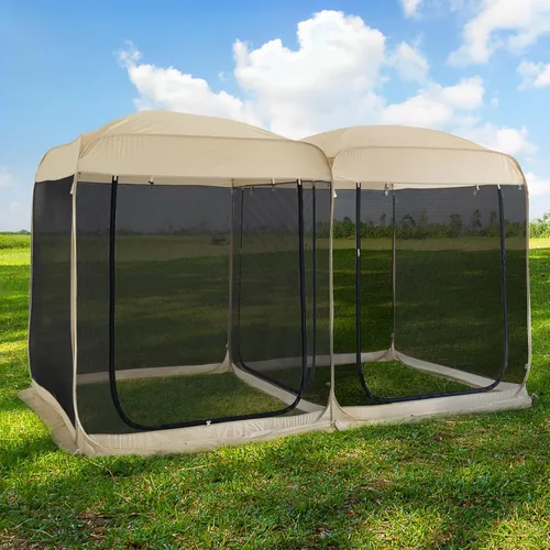 Vista 10 de Alvantor Cenador desplegable con mosquitera, refugio solar instantáneo resistente a los rayos UV para patio y patio trasero, tienda de campaña