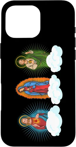 Vista 19 de Funda para iPhone 17 con diseño de Jesús, Virgen María y San Judas Tadeo in Clouds