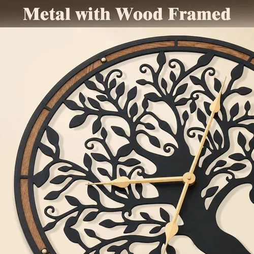 Vista 8 de Micasso Large Wall Clocks Decorative: 15 Inch Tree of Life Battery Operated Árbol grande
