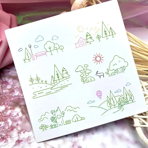 Vista 4 de Dibujo de líneas creativas, bonitos patrones de escena, sellos transparentes para decoración de tarjetas, álbumes de recortes, líneas simples 6