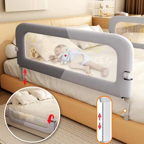 Vista 11 de Riel de cama para niños pequeños: Plegable y estable - 78.74 x 78.74 x 59.06 Diseñado para camas tamaño Queen - Protector de riel de cama con base