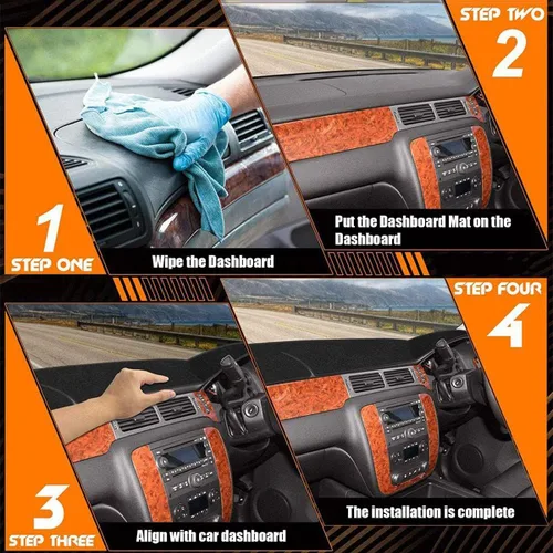 Vista 6 de HATHWAY Compatible con Chevrolet Aveo 2003-2011, cubierta de tablero de automóvil, cubierta de salpicadero negro, tapete de cubierta de tablero