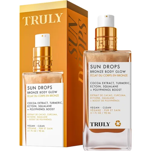 Truly Sun Drops - Aceite de bronce para brillo corporal – Aceite bronceador para piel radiante, brillo corporal hidratante con cúrcuma y extracto de