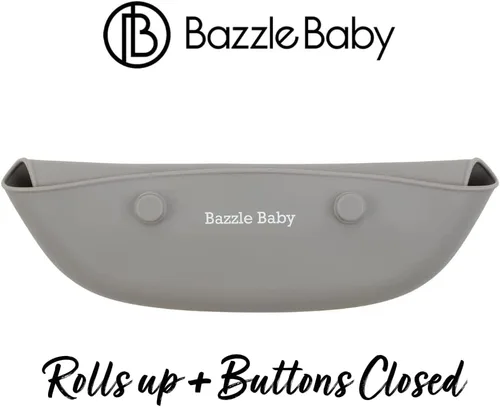 Vista 2 de Baberos de silicona para bebés con recogedor de alimentos, impermeables, enrollables y botones. Babero de silicona extra grueso para niños pequeños