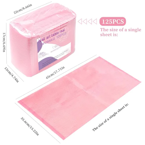 Vista 6 de 125 manteles desechables para arte de uñas, impermeables, con puntas de uñas, toallas de mesa de 3 capas para acrílico, tapete de arte de uñas, hoja