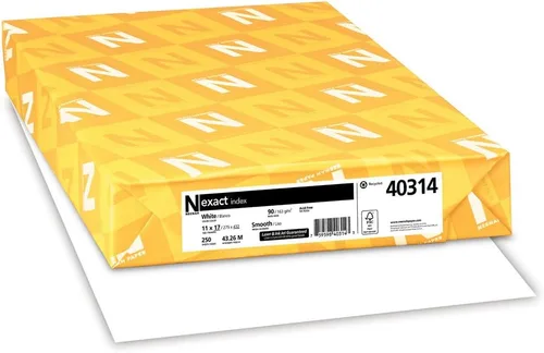 Neenah Exact Index Papel grueso, 250 hojas blancas, brillo 94, Blanco
