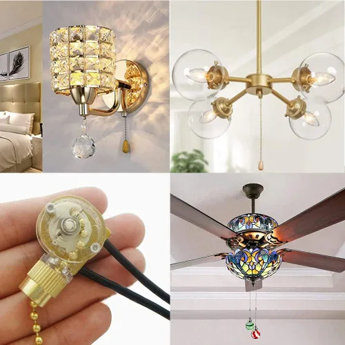 Vista 4 de Interruptor de luz para ventilador de techo Zing Ear ZE-109, control de dos cables encendido-apagado compatible con lámparas de techo Hunter y luces