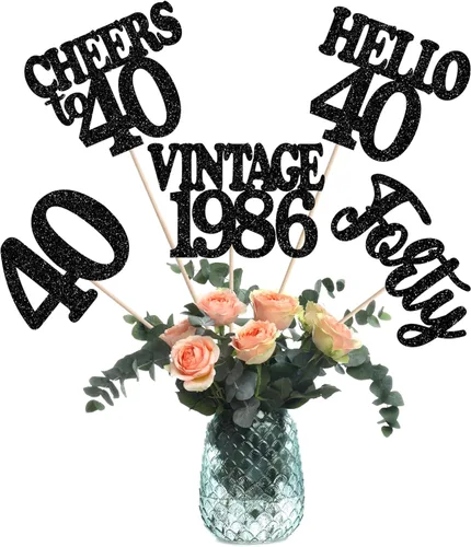 Vista 53 de 15 piezas de centro de mesa de feliz cumpleaños número 10 palos de diez dígitos dobles vintage 2015 centros de mesa de flores palos saludos a 10