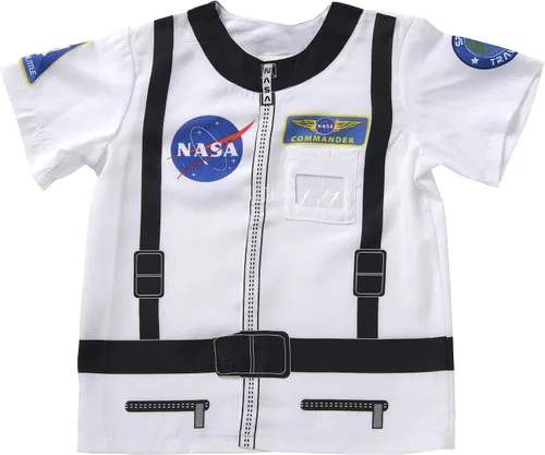Vista 2 de Aeromax Mi primer traje de bombero, camisa fácil de colocar, de 3 a 6 años, Astronauta, blanco, talla única , Blanco