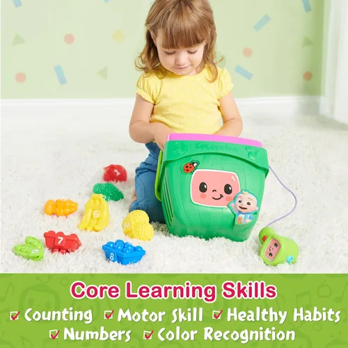Vista 3 de CoComelon Veggie Fun Juego de aprendizaje con cesta de verduras, comida de juego de simulación, aprendizaje y educación preescolar, juguetes