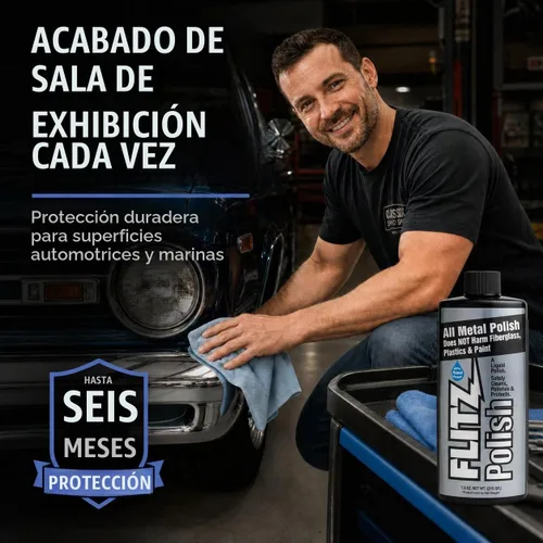 Vista 4 de Líquido Flitz para pulir metal, plástico y fibra de vidrio, Verde