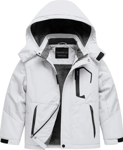 Vista 22 de CREATMO US Chaqueta de esquí impermeable para niño, abrigo de nieve cálido para invierno, resistente al viento, chaqueta de lluvia para snowboard