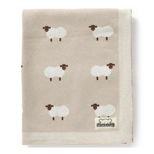 Vista 12 de mimixiong Manta de bebé tejida 100% algodón para niños y niñas con lindas ovejas tamaño 30 x 40 pulgadas, azul