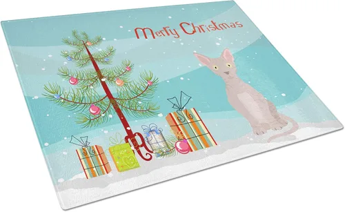 Vista 23 de Caroline's Treasures CK4739LCB Abyssinian Cat Merry Christmas Glass Cutting Board Large Decorative Tempered Glass Kitchen Cutting and Serving Board