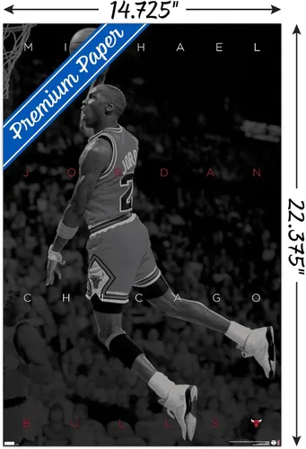 Vista 3 de Trends International Michael Jordan - Póster de pared en blanco y negro, 14.725 x 22.375 pulgadas, versión premium sin marco
