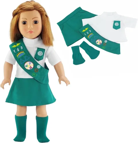 Emily Rose Ropa de muñeca de 18 pulgadas Jr Junior Girl Scout de 18 pulgadas, uniforme de muñeca | Con licencia oficial de Girl Scouts de los