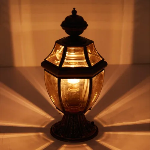 Vista 2 de Luces de poste para exteriores, lámpara clásica vintage de cobre completo para postes de pared al aire libre, lámpara de jardín continental, lámpara