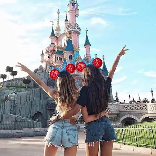 Vista 7 de FANYITY Orejas de ratón, diadema de lentejuelas con orejas de ratón para niños, niñas y mujeres (rojo)