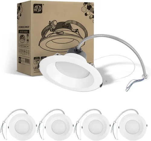 Vista 13 de ASD Downlight LED comercial sin lata de 4 pulgadas, iluminación ajustable de potencia de 7/10/13W, lámpara de techo empotrable redonda regulable, 5