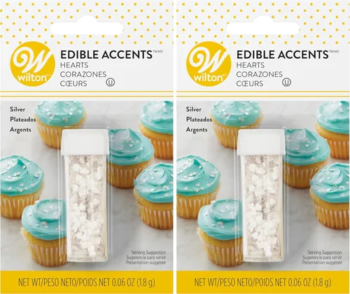 Vista 3 de Purpurina comestible Wilton, Rosado con corazones