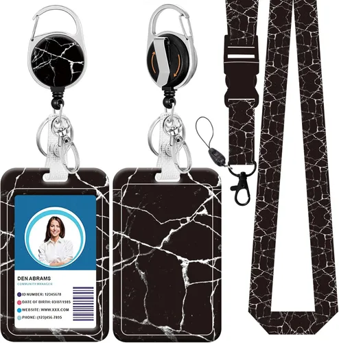 Vista 12 de Cordón para insignia y soporte para credencial de identificación, carretes retráctiles de insignia con clip para cinturón de carrete de mosquetón